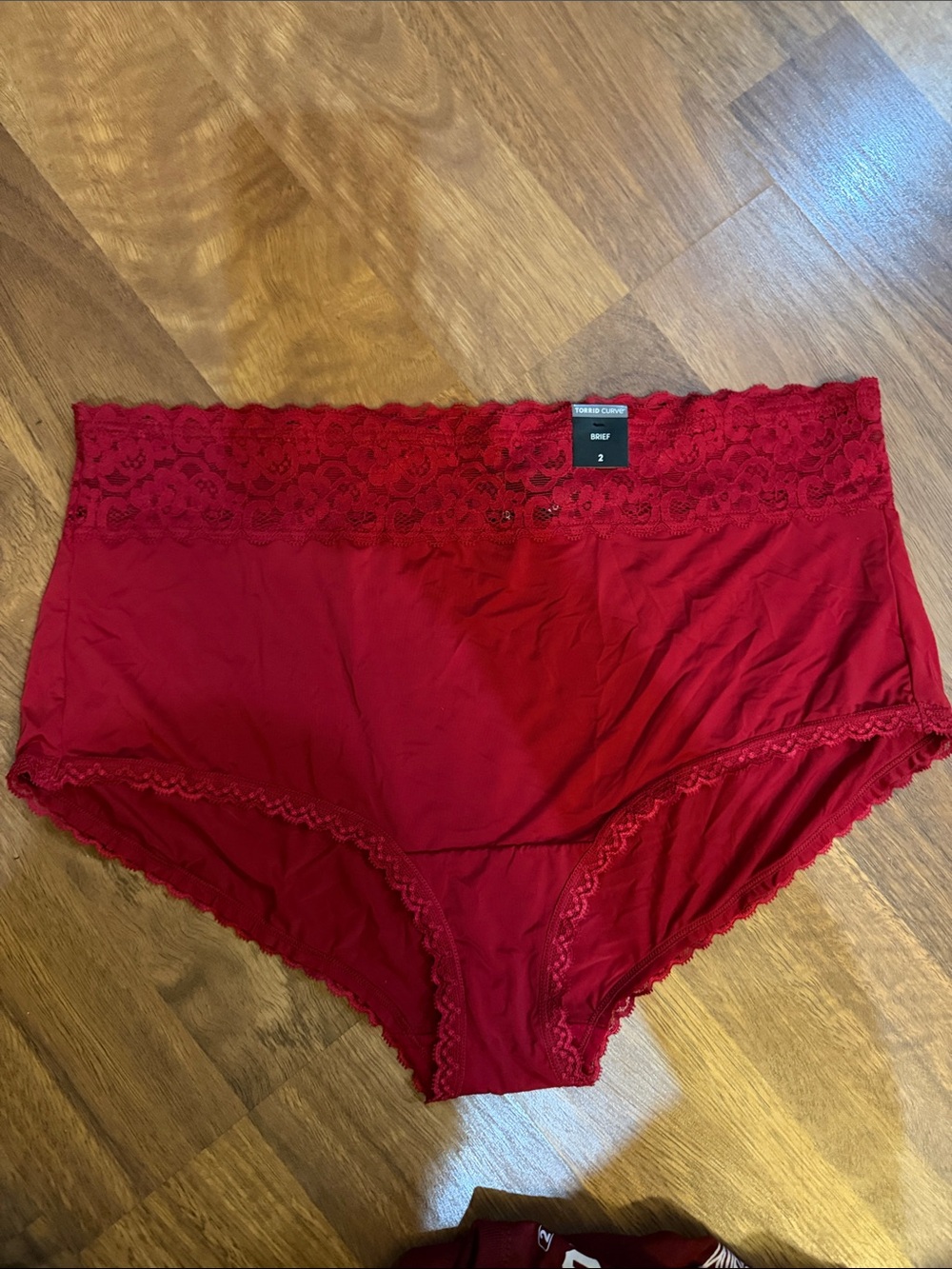 Torrid Curve Women's Lace-Trim Briefs - Red—BNWT